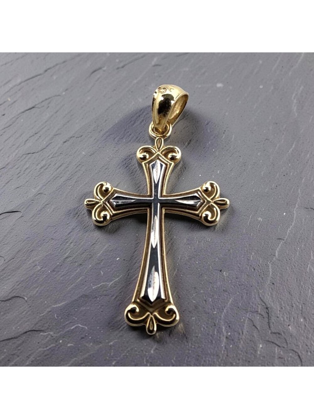 Vintage 14KT Gold, Silver,Gold Tone Celtic Style Cross Pendant